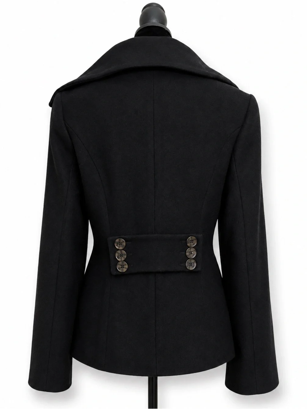 Vintage Y2K 90’s Marvin Richards Black Double Breasted Wool Blend Pea Coat S